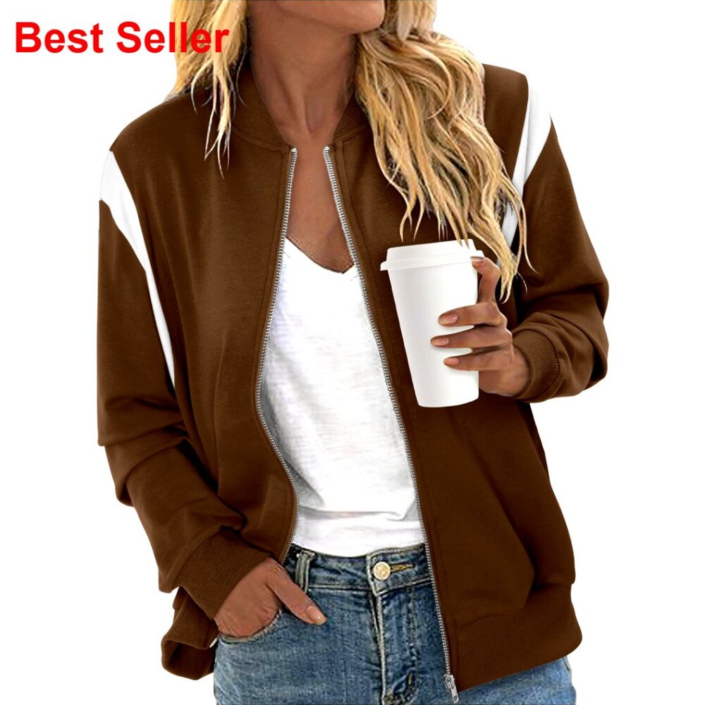 Women's Zip Up Jacket Long Sleeve Sweatshirt With Pockets S-Xxl
